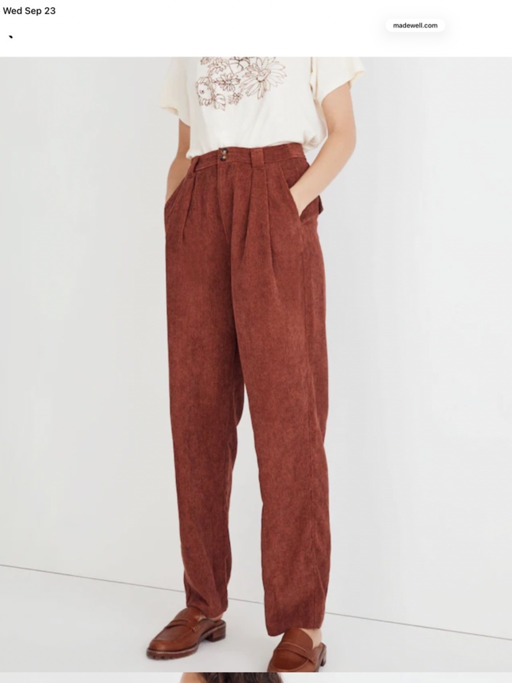 Madewell Corduroy High Rise Tapered Pants